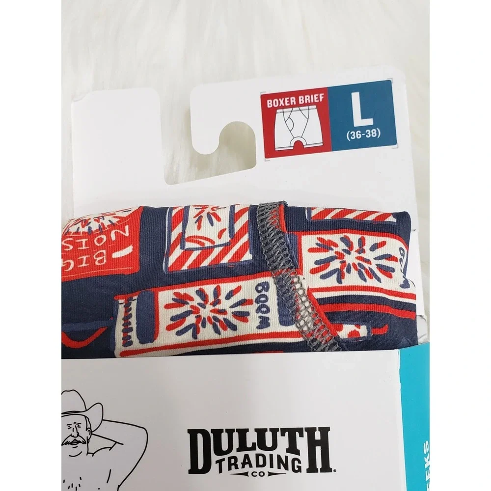 NEW 1 Duluth Trading Co Size Large Armachillo Cooling Boxer Briefs FIREWORKS